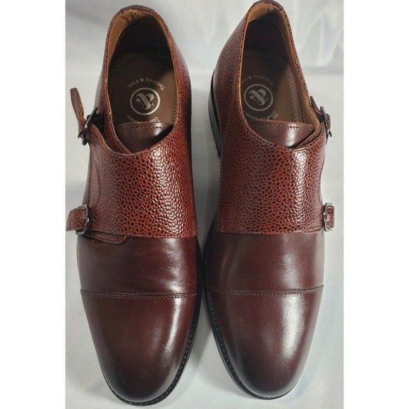Thomas & Vine Calvin Double Monk Strap Brown Dress Shoe Size 8M - NWOB